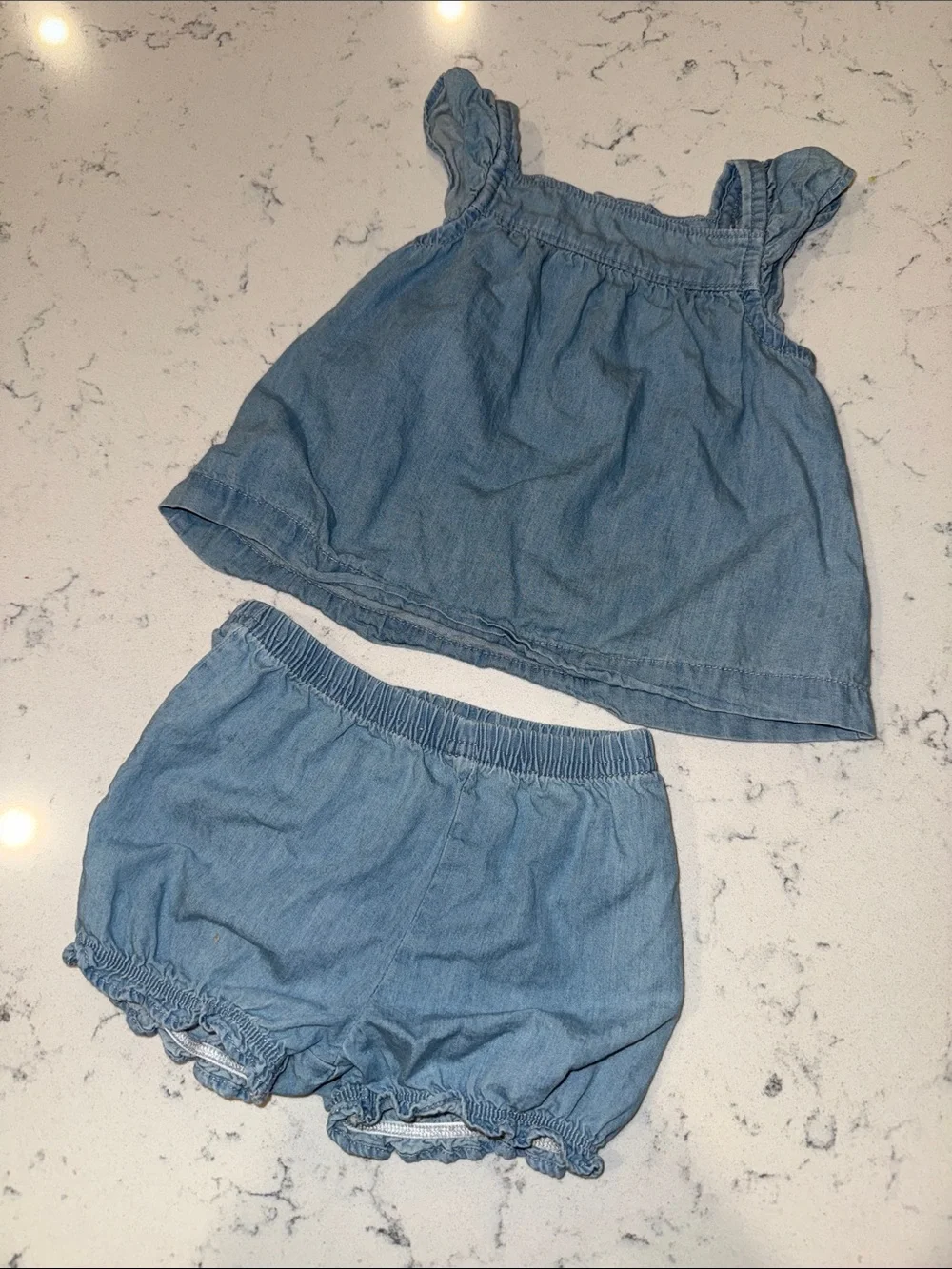 Carter's Light Blue Denim Baby Girl Shorts Set